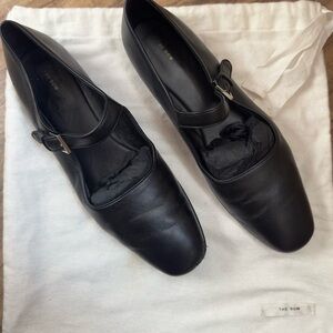 The Row Ava Black Leather Flats